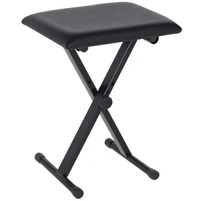 Imagen de HOMCOM Taburete Banqueta para Teclado Plegable Banco de Piano 3 Niveles Ajustables Patas en X Asiento Acolchado 39x29x45 51cm