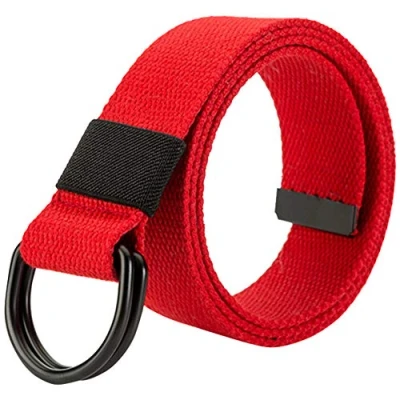Imagen de Hombres Mujer Cinturón Táctico de Lona con Anilla en D ring,Red,Ancho: 3.8 CM,Largo:110 CM