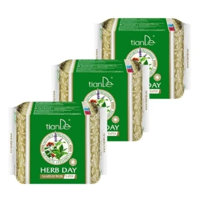Imagen de Compresas Femeninas Herb Day, frescura de nefrita, 61912 TianDe, salud la mujer. Las toallas sanitarias 6 capas brindan comodidad y protección en días especiales