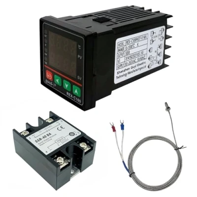 Imagen de Regulador de temperatura Digital REX C100, 0 ℃ 1300 alarma PID controlador Kits inteligente termostato relé salida con tipo K