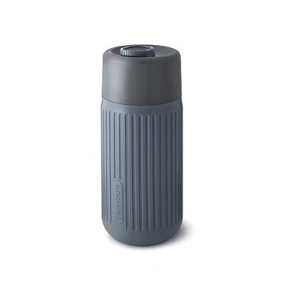 Imagen de BLACK + BLUM Taza de viaje vidrio a prueba fugas y sabor neutro, funda silicona tapa con cerradura, apta para lavavajillas, pizarra, 340 ml