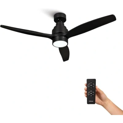 Imagen de Mellerware Ventilador de Techo con Mando a Distancia Brizy Bright 30 W 6 Velocidades Ultra silencioso 3 Aspas 132 Diámetro Función Verano Invierno Temporizador LED Black