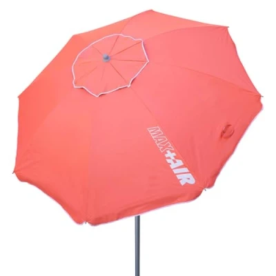Imagen de AKTIVE sombrilla playa antiviento plegable coral Ø200, Con revestimiento plateado y protección UV 50, paravientos playa, parasol grande, para sol sombrillas (62244)
