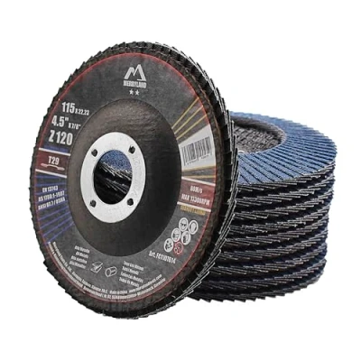 Imagen de Merryland Disco De Láminas Lijadoras 115 Metal para Amoladora Angular, 115mm Grano 120 T29 10 Piezas, Corindón Circonio Azul Acero INOX Hierro, Craft Line FC1107614