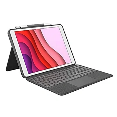 Imagen de Logitech Combo Touch para iPad (7.ª, 8.ª y 9.ª generación) Funda con trackpad de precisión, Disposición QWERTY Italiano Gris