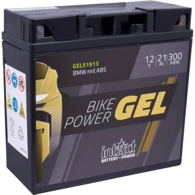 Imagen de intAct Bike Power GEL51913, Batería de Moto 12V 21Ah 300A (ES), Gel sin Mantenimiento con un 30% más Potencia Arranque, para Scooter, Moto, Quad, Tractor césped