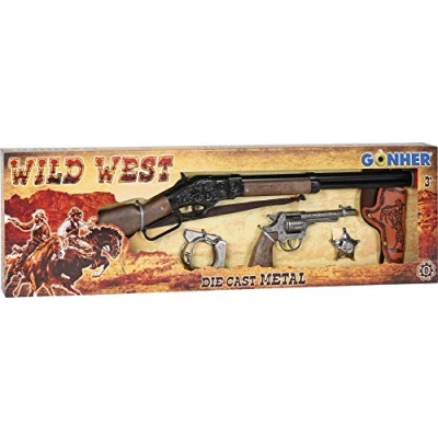 Imagen de Gonher Set Rifle Pistola Cowboy, Color Plata, sin Talla (498/0)