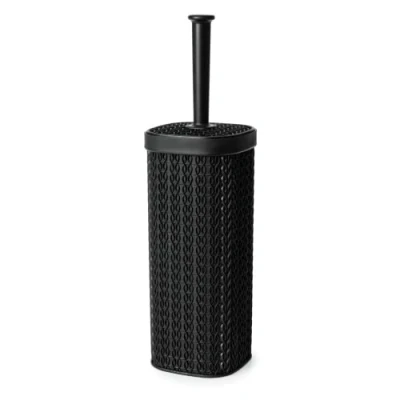 Imagen de Blue Canyon Escobilla de Inodoro y Soporte Encaje para baño, Cabezal plástico Flexible Limpieza Profunda, tamaño Compacto, diseño Elegante con sin Olor, Color Negro