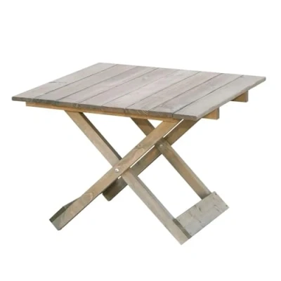 Imagen de ITA Mesa de jardín Plegable Gris Madera para jardín, balcón, terraza Ahorra Espacio, Plegable, Resistente a la Intemperie, Natural, compacta