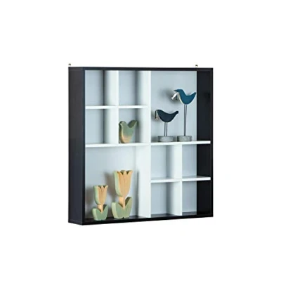Imagen de Inter Link Vitrina de pared presentación Coleccionista sin cristal 10 compartimentos Decem MDF negro/blanco 70 x 13 cm