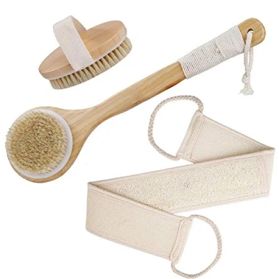 Imagen de Cuerpo Cepillo, Cepillo Espalda Ducha Mango Largo Bambu, Suave Natural Cerdas Limpiar y Euerpo, Exfoliación de Masaje Corporal, Reducir la celulitis