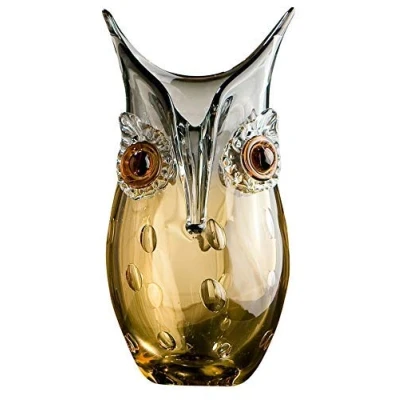 Imagen de GILDE GLAS art Jarrón de diseño búho Objeto Decorativo Hecho a Mano Cristal H 27 cm