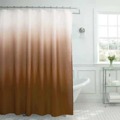Imagen de Creative Home Ideas Ombre Waffle Weave Cortina de Ducha con Rodillo Metal Anillos