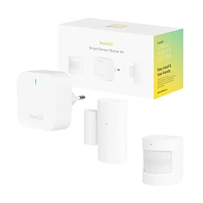 Imagen de Hombli Sensor de Movimiento Bluetooth Inteligente, Contacto con Kit Bridge Detector Inalámbrico para Puertas y Ventanas Notificaciones Instantáneas Compatible Google Alexa