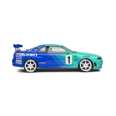 Imagen de solido S1804304 1:18 1999 Nissan Skyline (R34) GT R Falken Drift Livery Coche en Miniatura Coleccionable, Multicolor