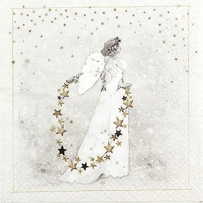 Imagen de 20 Servilletas de Navidad con cadena estrellas como decoración mesa. papel diseño. También para decoupage y (33 x 33 cm)