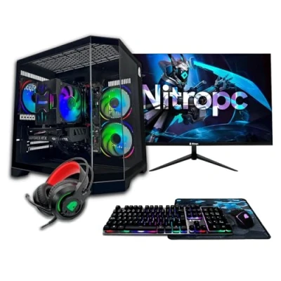 Imagen de NitroPC Pack Gold PC Gaming Completo (AMD Ryzen 5 5500 6/12 4.4GHz, RTX 3050 8GB, RAM 16GB, M.2 1TB, Windows 11 WiFi, Monitor 24&quot;, Teclado, ratón, Auriculares) sobremesa
