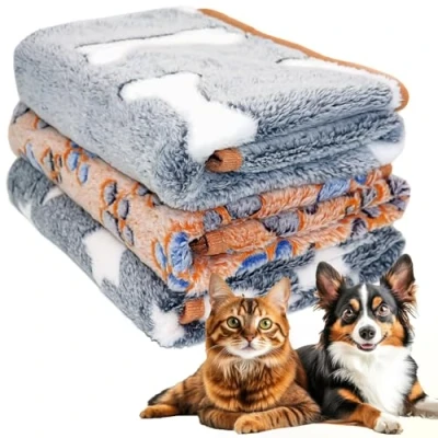 Imagen de 3 x Manta para Perros Mascotas, Animales, Mante de Franela Gatos Suave Lavable Pequeño Medianos Grande, Ideales Sofás y Camas, 76 53 cm