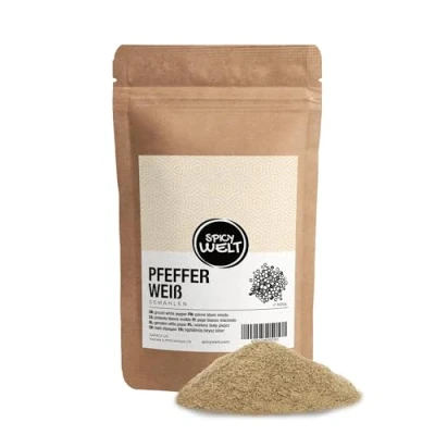 Imagen de Spicy Welt Pimienta Blanca Molida (1kg) en Polvo para Salsas, Sopas y Platos Gourmet Sabor Suave Aromático 100% Natural, Sin Aditivos