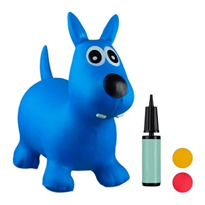 Imagen de Relaxdays Saltador Hinchable Perro para Niños hasta 50 Kg sin BPA, Plástico, Color azul, x 26 60 cm (10024990_45) , color/modelo surtido