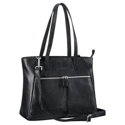Imagen de STILORD &#039;Madeleine&#039; Bolso Portadocumentos Mujer Cuero Grande de Mano Elegante Bandolera Business para Portátil 13,3 Pulgadas Piel Auténtica, Color:negro