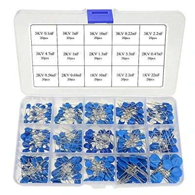 Imagen de ARCELI 300pcs 15Values Kit de Surtido capacitores Disco cerámica Alto Voltaje (1KV 2KV y 3KV) (Rango del Capacitor: 0.1nF 22nF)