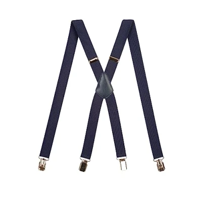 Imagen de Olata Tirantes Finos Con Cierre De Clip Unisex Ajustables En Forma X Clips Metálicos 2.5 cm. Azul