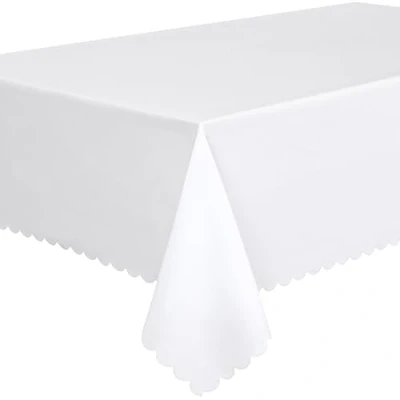 Imagen de Home Direct Mantel de Color Liso, en poliéster, fácil Mantenimiento, Rectangular, 140 x 200 cm Blanco