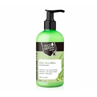 Imagen de Real Natura Acondicionador Sin Sal Aloe Vera Hidra Hidratación Profunda Suavidad y Brillo Libre de Sulfatos Parabenos 300ml