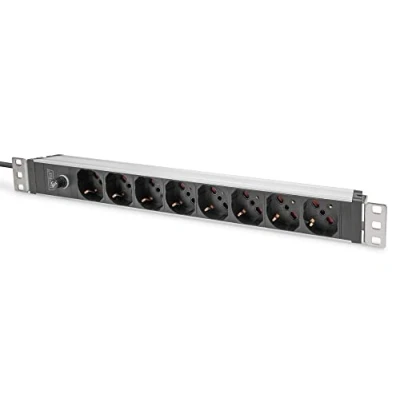 Imagen de DIGITUS Regleta 19&quot; 8 tomas 1U versión italiana 250VAC 50/60Hz 10A prefusible para protección contra sobrecarga