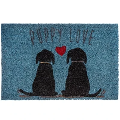 Imagen de PrimeMatik Felpudo Rectangular de Coco Natural Modelo Perros 60x40cm