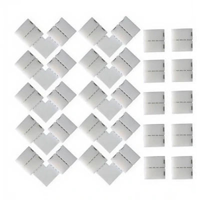 Imagen de CESFONJER 20 PCS Conectores Tiras Led, Incluir 10 4 pin L Format Conectores, LED Strip Conector para 5050 Monocolor y Tira RGB 10mm ancho.