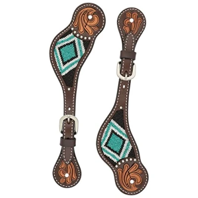 Imagen de Turquoise Cross 45 0426 Weaver Leather Correas de espolón para Mujer, Color Turquesa, Aceite Oscuro