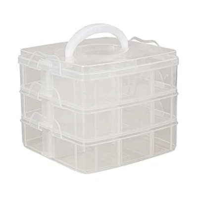 Imagen de Rayher Caja clasificada con asa, Surtido, 15,5x15,5x12,9 cm, 3x6 compartimentos