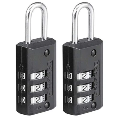 Imagen de Master Lock 646EURT Envase de 2 Candados con Combinación y Cuerpo Zinc, Negro, 6,3 x 1 cm
