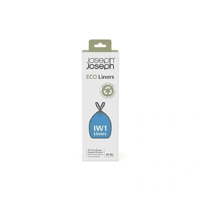 Imagen de Joseph IW1 Bolsas ecológicas en plástico reciclado, de basura cocina con cordón, Extra Resistentes Paquete 20, Capacidad 24 36 Litros, Gris