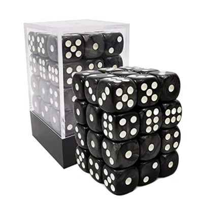 Imagen de Bescon 12mm 6 Sided Dice 36 in Brick Box, Six Die (36) Block of Dice, Marble Black