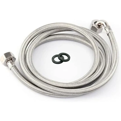 Imagen de Kippen 5801X Tubo Flexible para Lavadora y Lavavajillas de Acero Inoxidable Antiarrugas 200 cm Conexiones con Conexión F/F 3/4&quot;