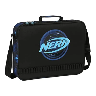 Imagen de Safta M385b, NERF Boost Cartera Extraescolares, Maletín Portatodo, Bandolera, Cómoda y Versátil, Calidad Resistencia, 38x6x28 cm, Color Negro Unisex niños, Estándar
