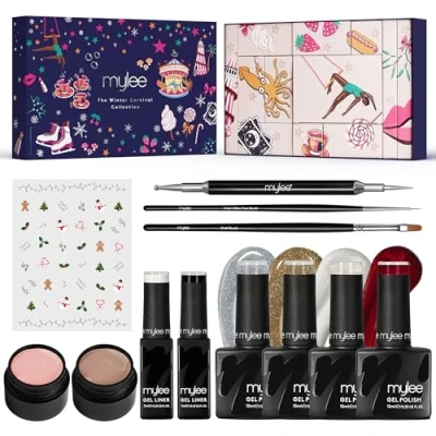 Imagen de Mylee Winter Carnival Collection, Set de Esmaltes Uñas Gel Semipermanente + Accesorios, UV/LED Nail Art Manicura Pedicura Uso Profesional y Doméstico [Navidad 2023] Larga Duración Fácil Usar