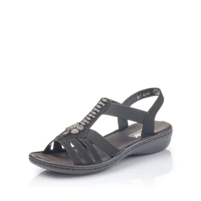 Imagen de Rieker Mujer Sandalias 60806, señora Sandalias,Zapatos de Verano,Sandalias Verano,cómodas,Planas,Negro (Schwarz / 00),37 EU 4 UK