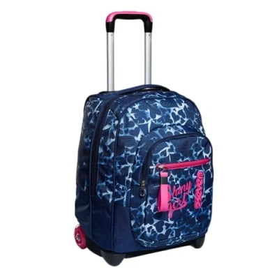 Imagen de Seven Mochila con Ruedas 2 en 1 DYED HEARTS, Azul Bolsa Escolar Carro, Crossover System para Niñas y Adolescentes Bolsillo Interior Organizador