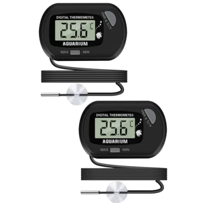 Imagen de Thlevel 2PCS Termómetro Digital con Exterior Sonda y Ventosa para Acuario, Pecera, Terrarios, Pecera Recipiente de Vidrio（Rango medición： 50 70 C ）