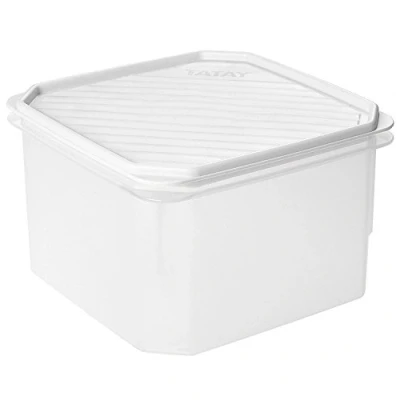 Imagen de TATAY Contenedor de alimentos cuadrado con tapa flexible blanca, libre BpA, capacidad 2.9 L