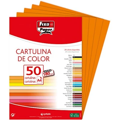 Imagen de Fixo Paper 11110352 Pack de cartulinas 50 unidades color naranja, 180g