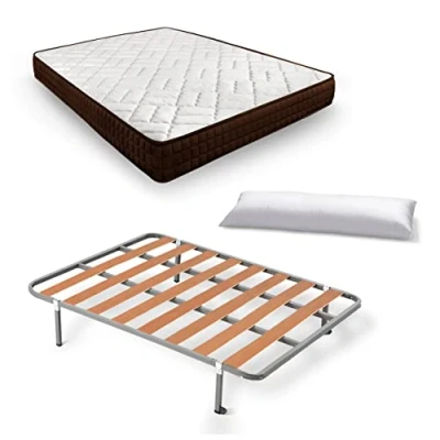 Imagen de HOGAR24 ES Cama Completa, Colchón Viscosoft Dream Flex 15 + Somier Lamas con Patas Almohada Fibra, Medida: 135x190 cm