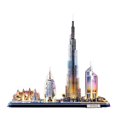 Imagen de Puzzle 3D Dubái LED Cityline Regalo Niños 8 Años Adultos Y Maquetas para Montar Construir Puzzles 182 Piezas