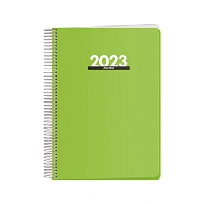 Imagen de Agenda Anual 2023 Organizador Semanal Cada Día Una Página Tamaño Mediano 15 x 21 cm Modelo Metrópoli Color Verde Planificador Mensual Portable De Anillas Dohe