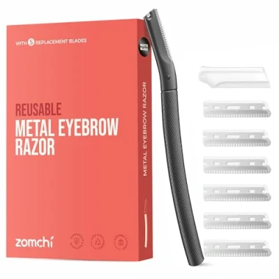Imagen de ZOMCHI Cuchilla Cejas Facial Mujer Ojillas para y Dermaplaning Tool Cuchillas Faciales con 6 Negro