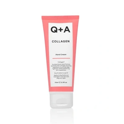 Imagen de Q+A Collagen Hand Cream, Crema Hidratante con Colágeno Vegetal, Complejo de Azúcar, Hematita, Fragancia Pera y Uva, Vegana, Cruelty Free, Anti Envejecimiento, 75ml, Envase Reciclado, UK